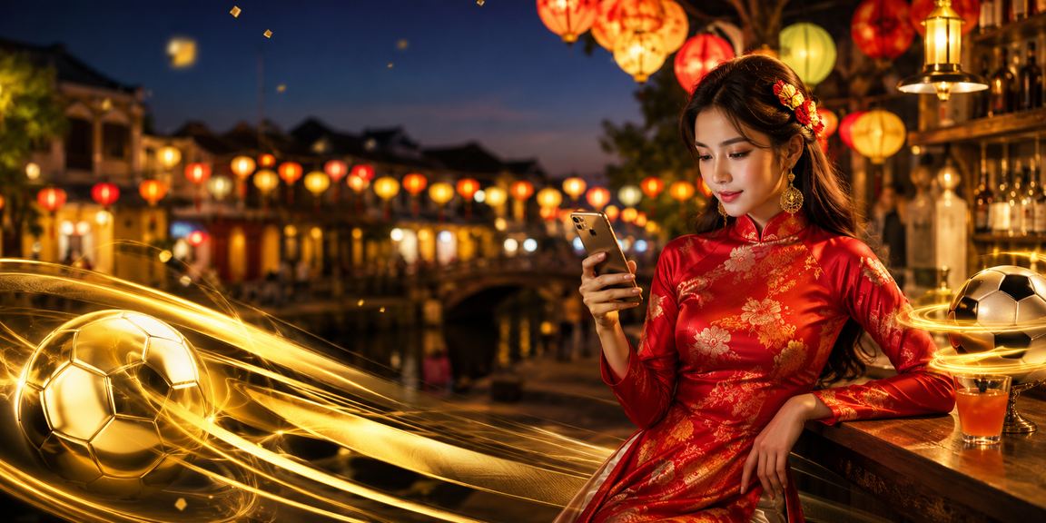 Người dùng đặt cược thể thao tại Hội An với trang phục áo dài truyền thống